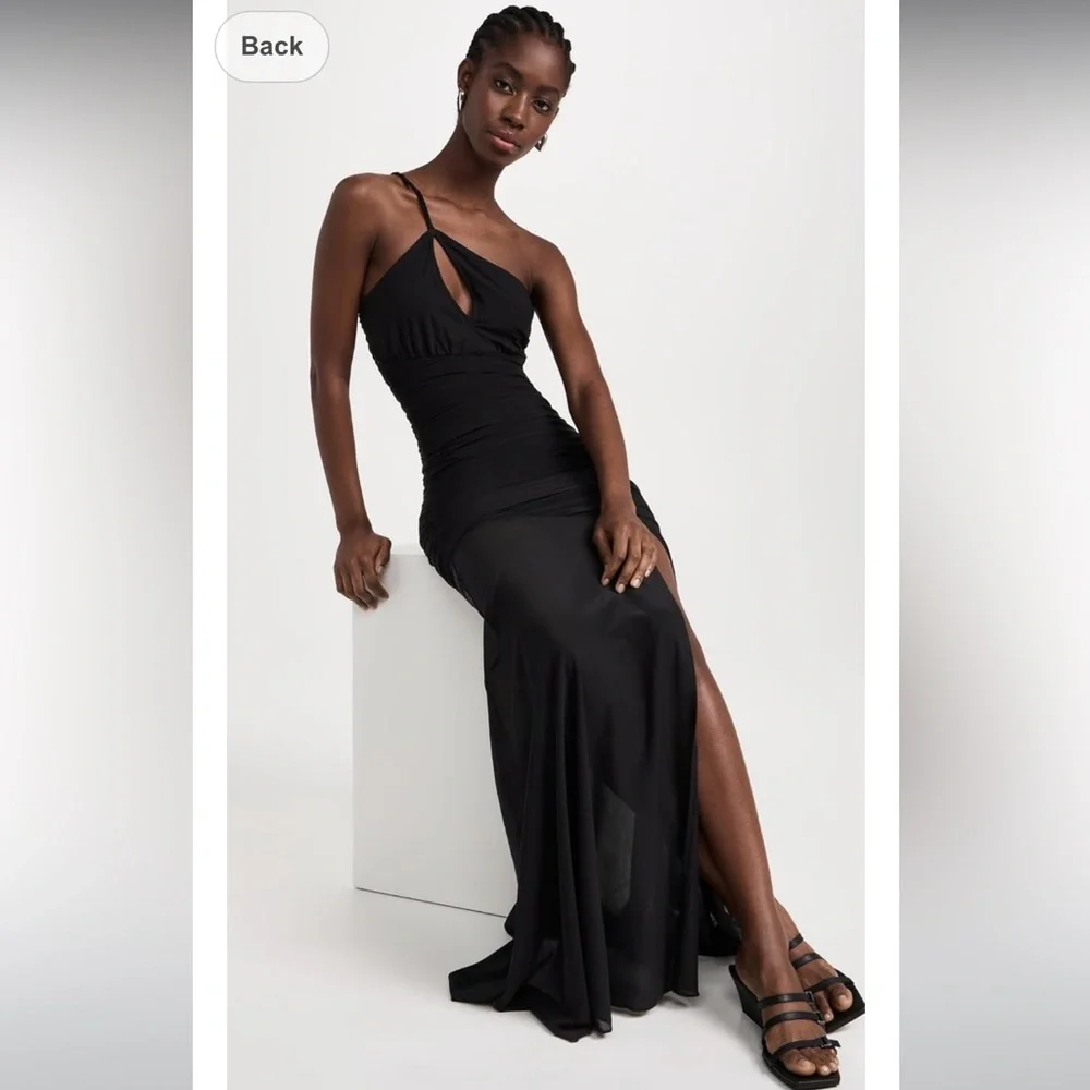 NWT Rococo Sand Adele Black Power Mesh Long Dress - Picture 5 of 8